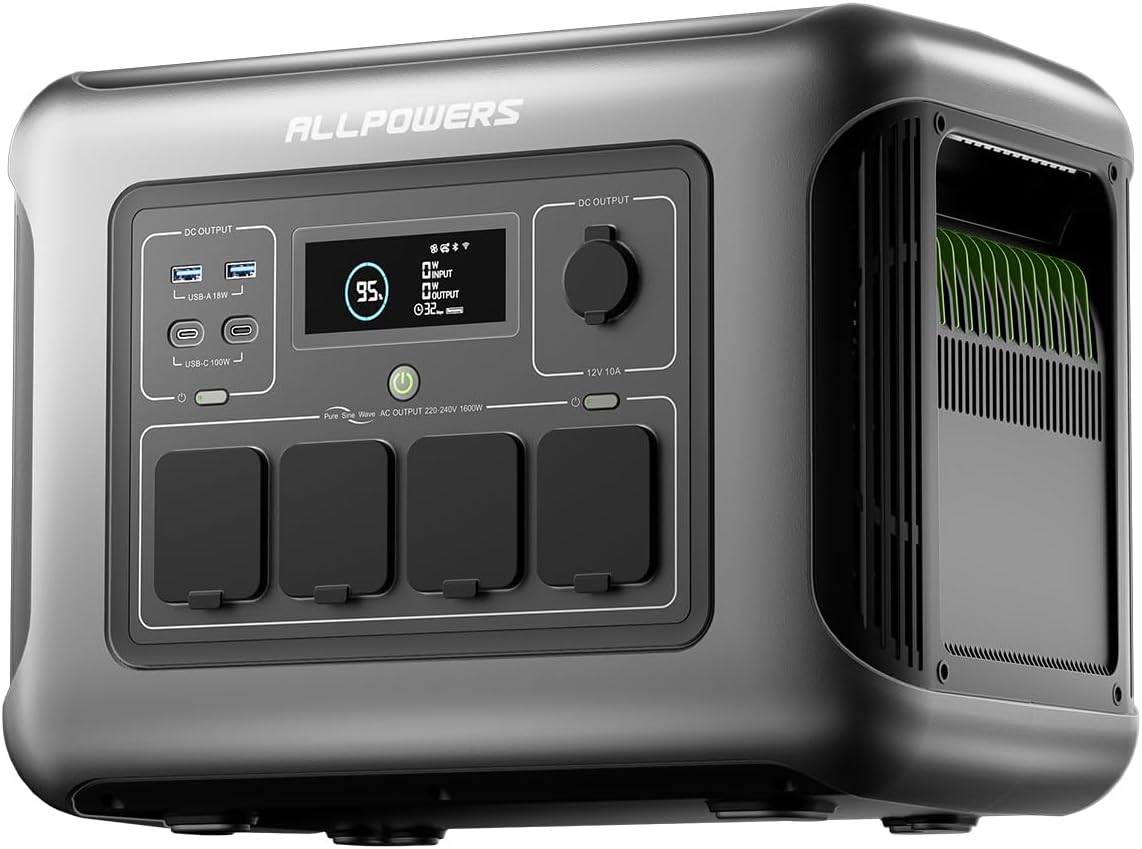 R1500 Lite power station on kitchen counter supplying power to lamp and devices during home blackout