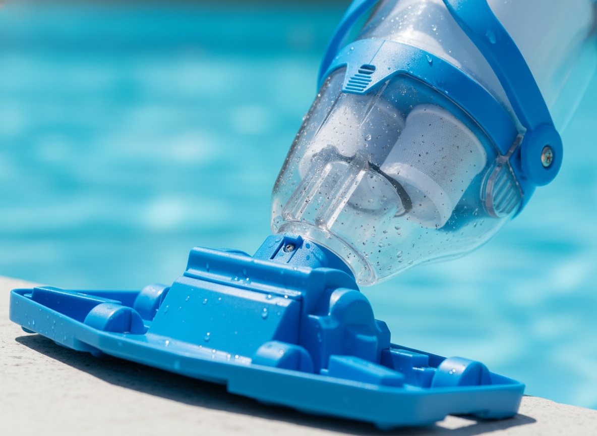 Close-up of Garvee pool vacuum's dual-filter cleaning system with suction ports in sharp focus